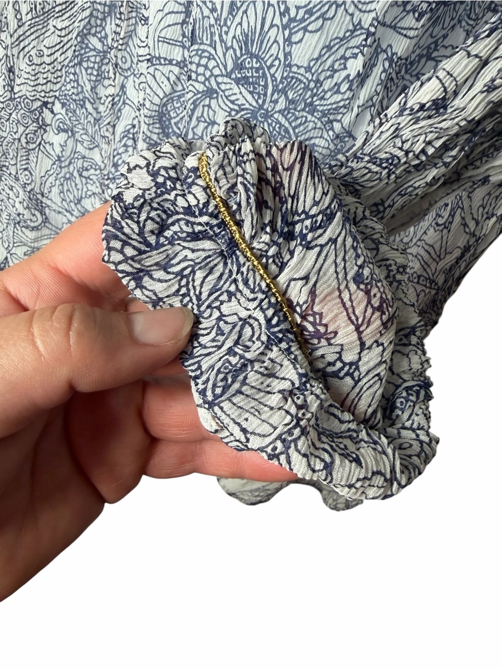 Boden Icons Wilsford Top Blouse 100% Silk Flowy Sheer Size Medium Floral Ruffle - Picture 5 of 11